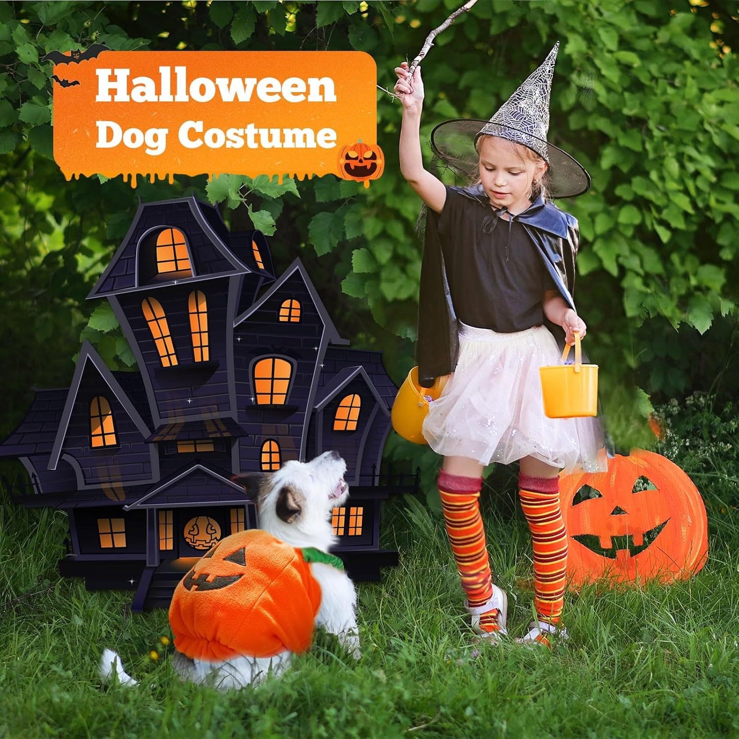 Funny Pumpkin Dog Halloween Costume Pet Dog Cat