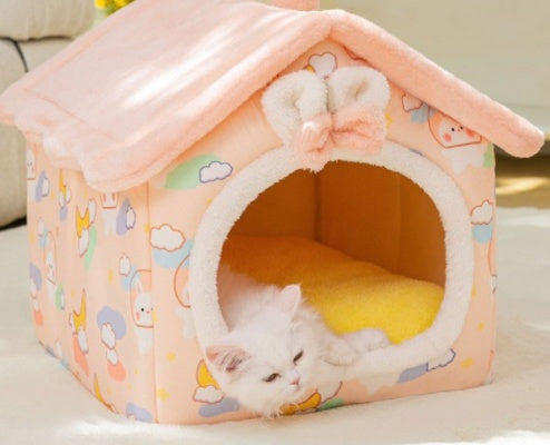 Foldable Dog House Pet Cat Bed Winter Dog Villa Sleep