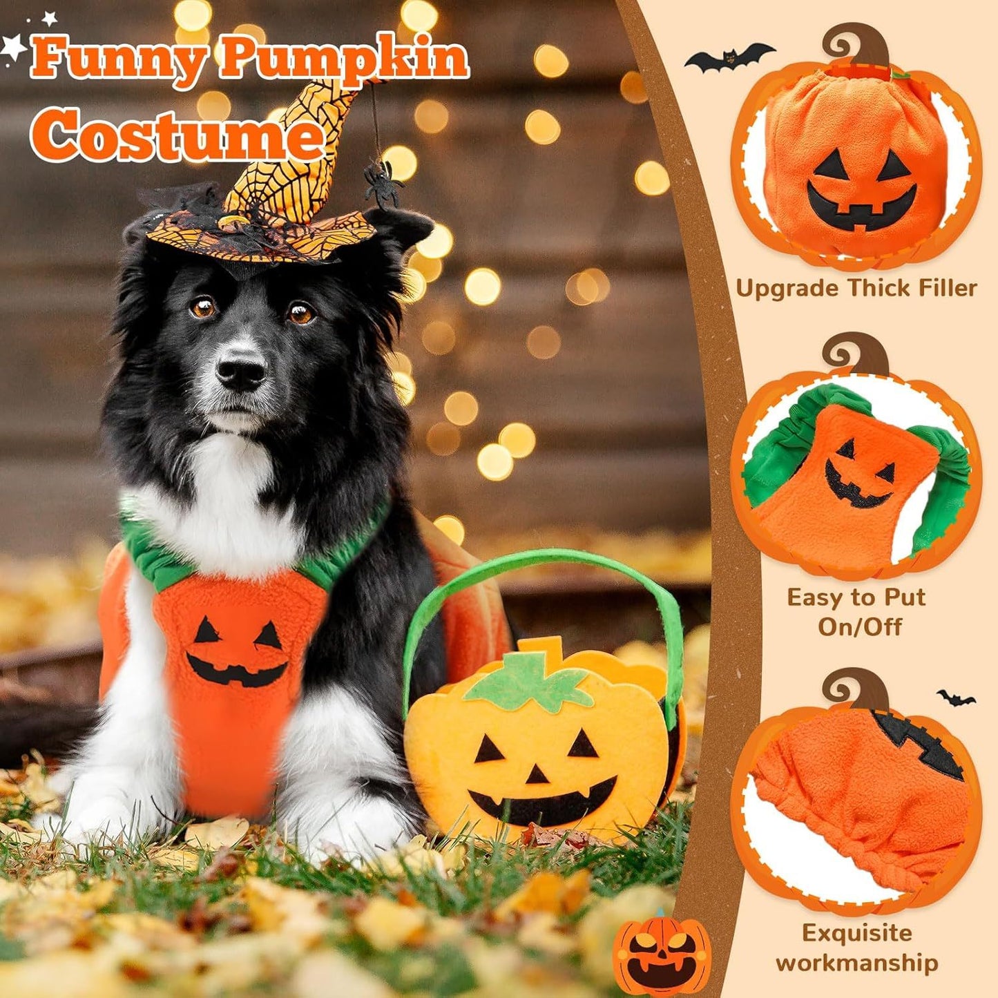 Funny Pumpkin Dog Halloween Costume Pet Dog Cat