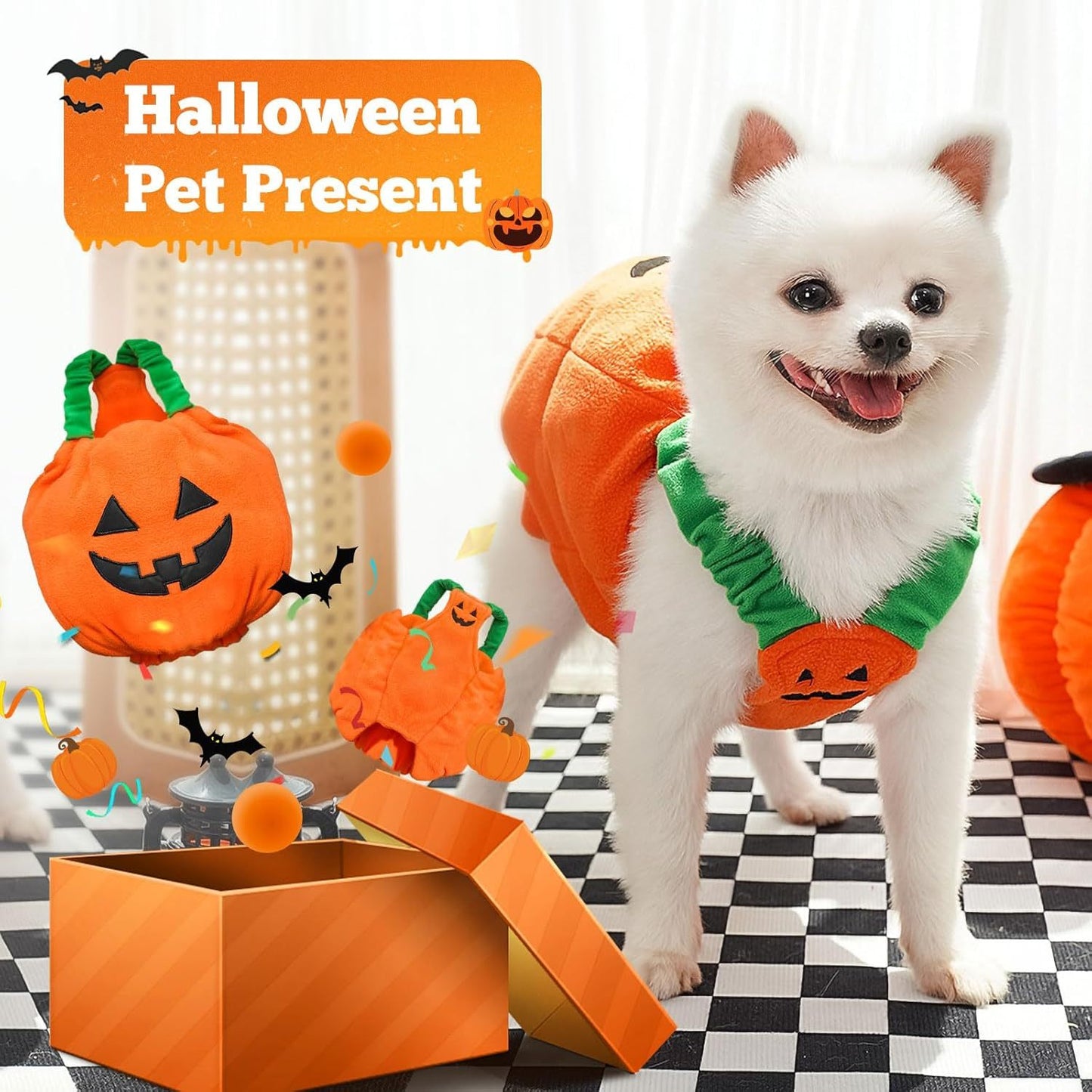 Funny Pumpkin Dog Halloween Costume Pet Dog Cat