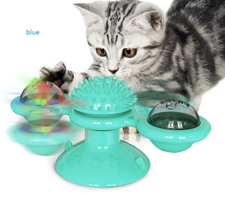 Rotating Windmill Cat Toy with Scratcher
