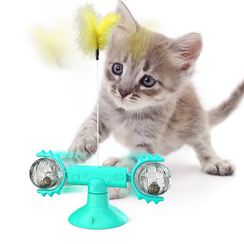 Rotating Windmill Cat Toy with Scratcher