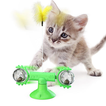 Rotating Windmill Cat Toy with Scratcher