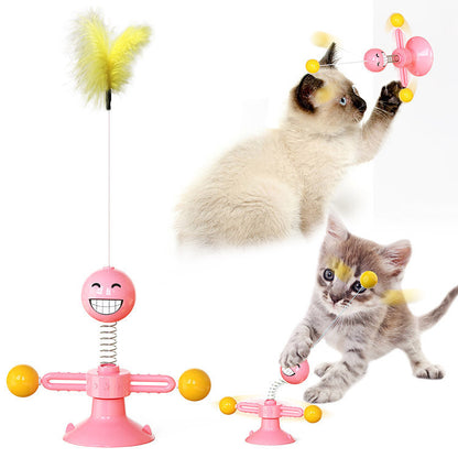 Rotating Windmill Cat Toy with Scratcher