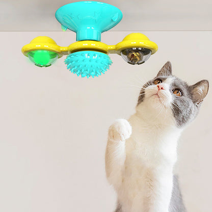 Rotating Windmill Cat Toy with Scratcher
