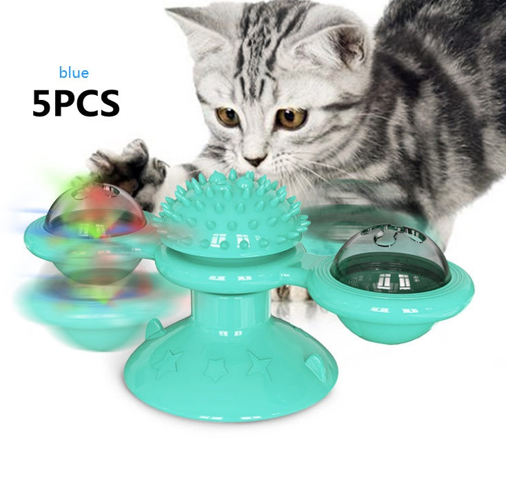 Rotating Windmill Cat Toy with Scratcher