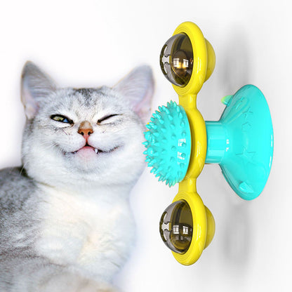 Rotating Windmill Cat Toy with Scratcher