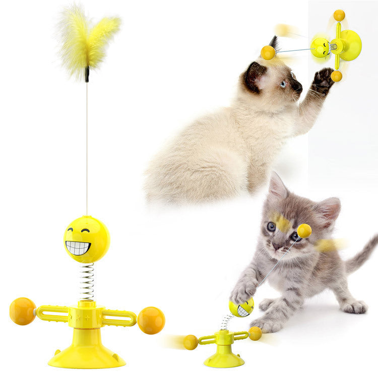 Rotating Windmill Cat Toy with Scratcher