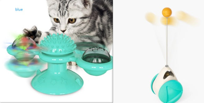 Rotating Windmill Cat Toy with Scratcher