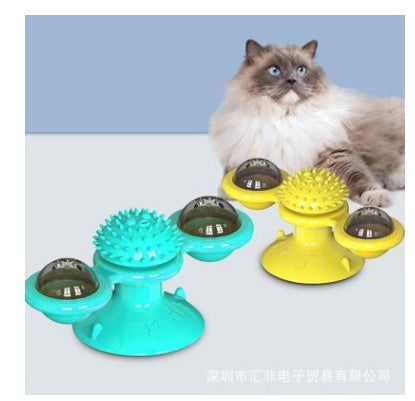 Rotating Windmill Cat Toy with Scratcher