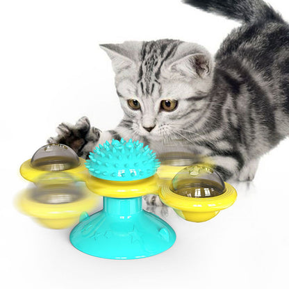Rotating Windmill Cat Toy with Scratcher