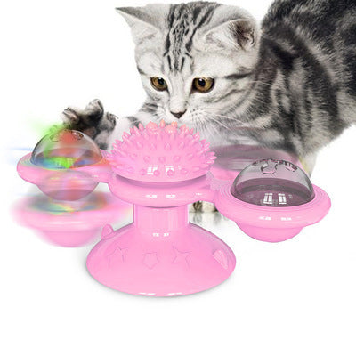 Rotating Windmill Cat Toy with Scratcher
