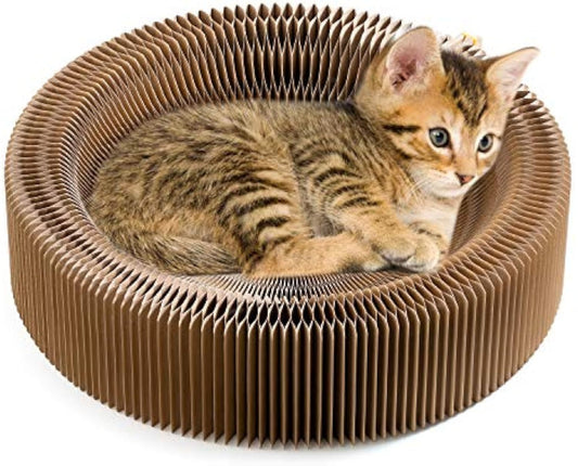 Collapsible Cat Scratcher Lounge Bed Cardboard Cat Bed