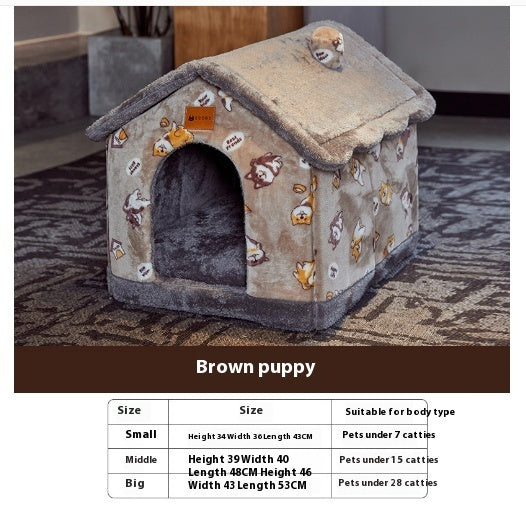 Foldable Dog House Pet Cat Bed Winter Dog Villa Sleep